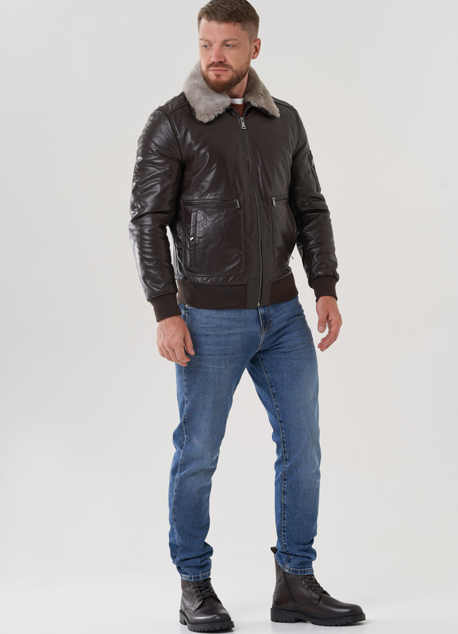 Мужская куртка из натуральной кожи  модель № 81840 в рассрочку