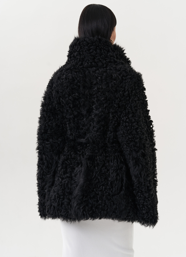 Двухсторонняя дубленка черного цвета модель № 26832 универмаг малина