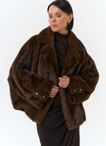 Укороченная шуба из меха норки 