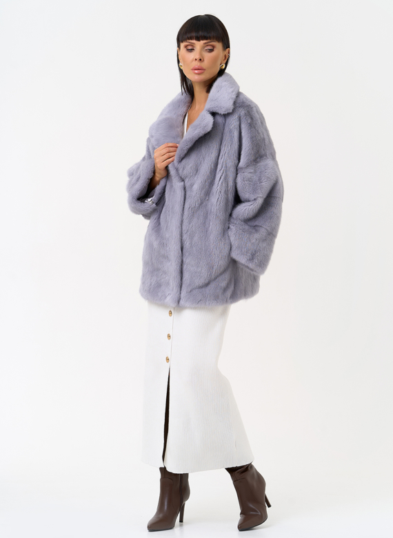 Куртка из меха норки с английским воротником