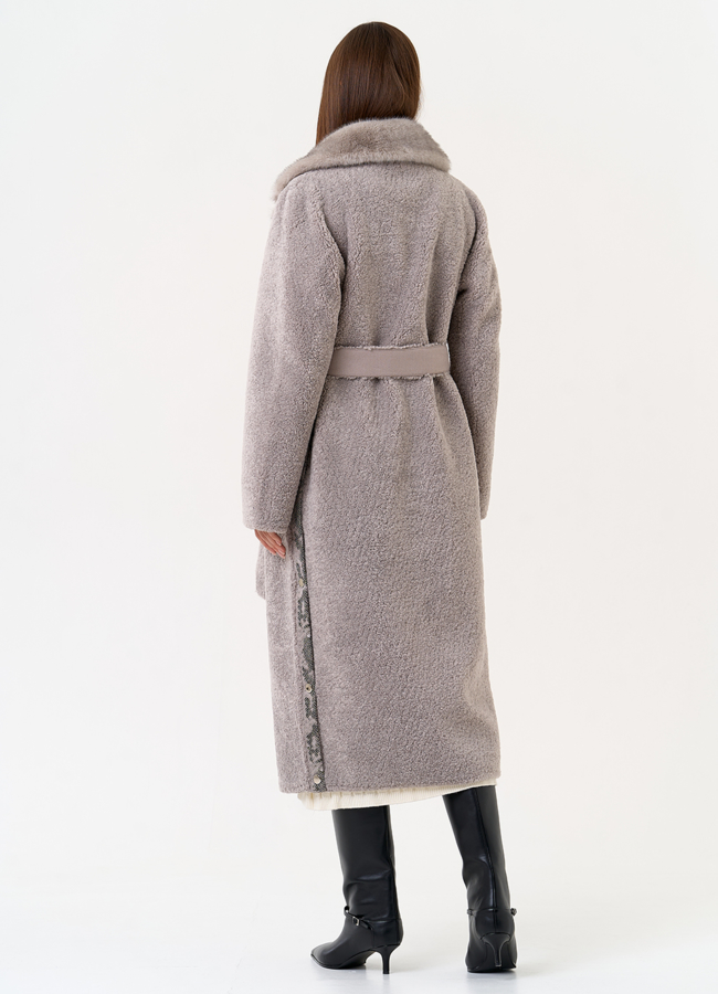 фото Женская двухсторонняя дубленка из эко замши модель № 31512