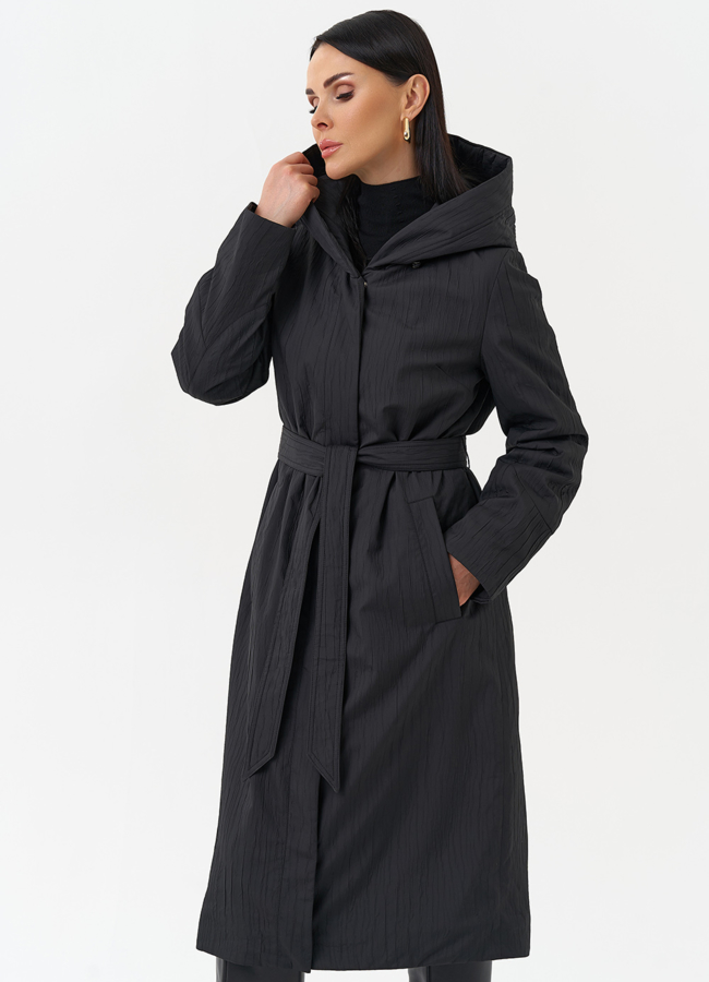 фото Пальто женское утепленное с эффектом жатой ткани модель № 30028