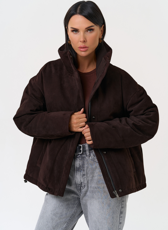 Куртка -пуховик из натуральной замши