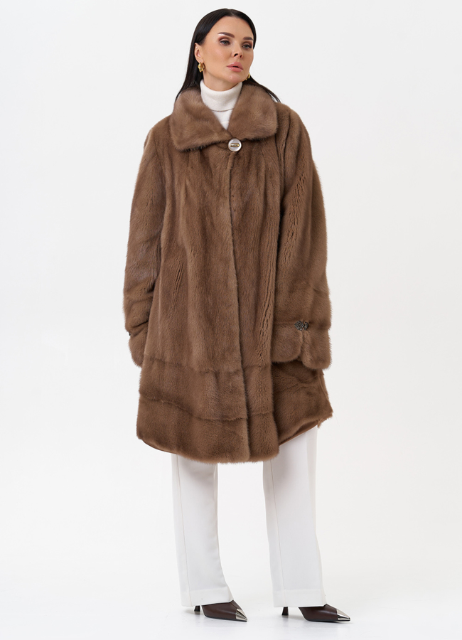 Шуба бежевого цвета из норки модель № 27599 универмаг малина