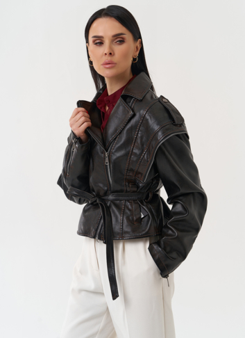 Куртка женская из эко кожи в стиле ретро
