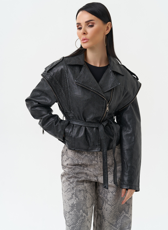 Куртка женская из эко кожи в стиле ретро