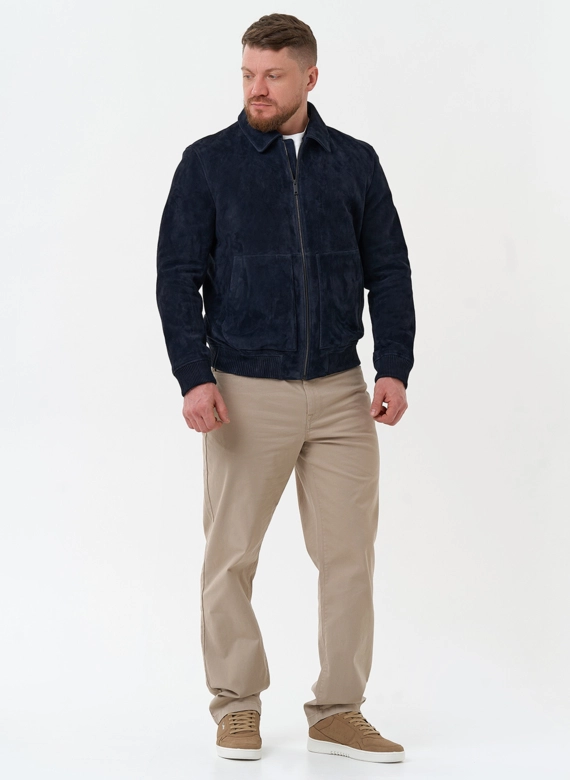 Мужская куртка бомбер из натуральной замши