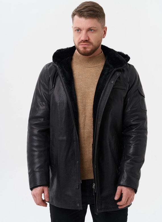Мужская дубленка черного цвета 