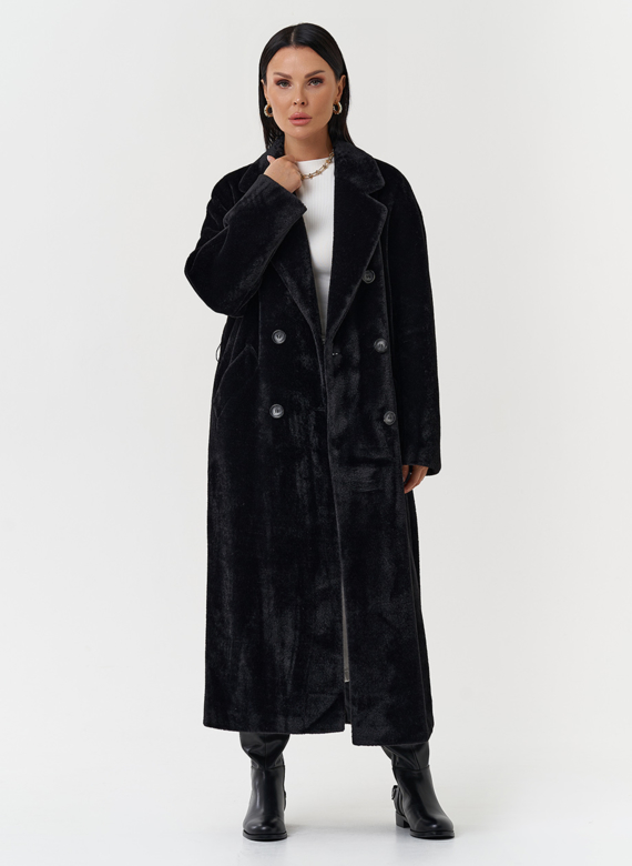 Утепленное пальто из эко меха