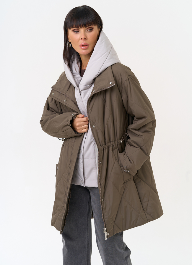 Женская удлиненная куртка со съемным капюшоном модель № 31548 универмаг малина