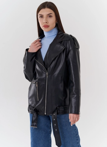 Куртка-косуха из эко кожи на утеплителе с натуральным мутоном Куртка-косуха из эко кожи на утеплителе с натуральным мутоном