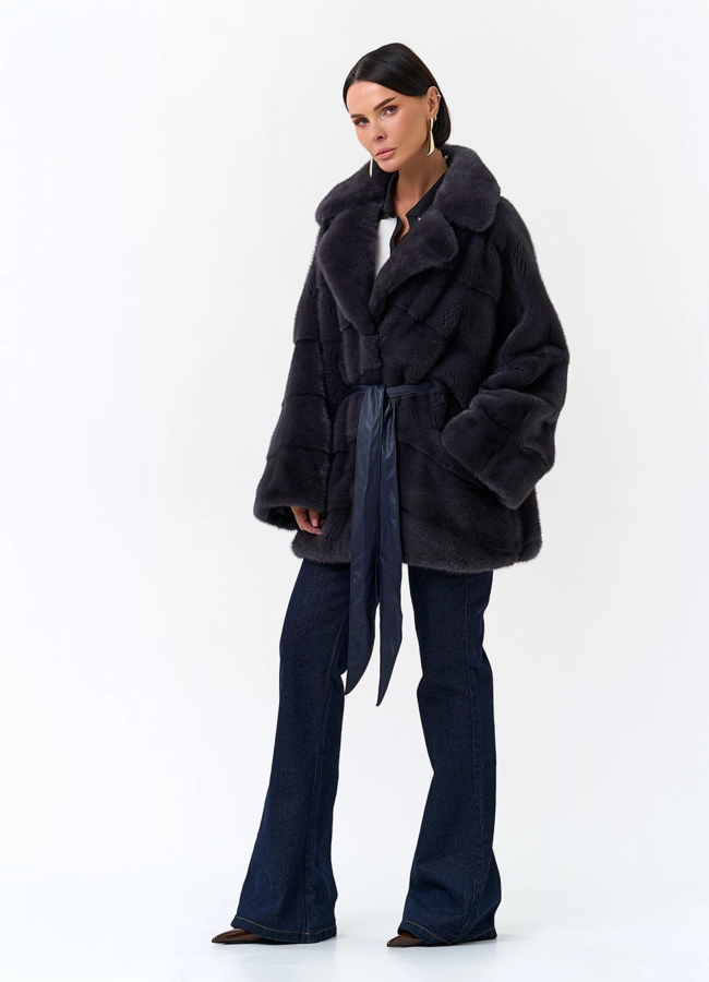 Шуба из меха норки с английским воротником модель № 33698 универмаг малина