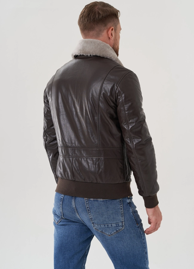 Мужская куртка из натуральной кожи  модель № 81840 универмаг малина