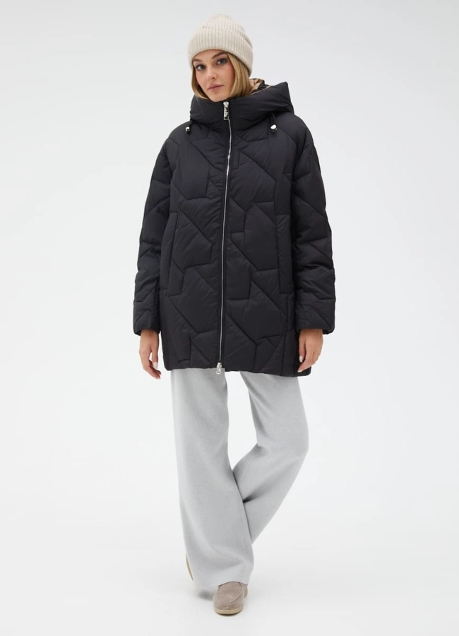 Женский удлиненный пуховик  капюшоном модель № 31151 в рассрочку