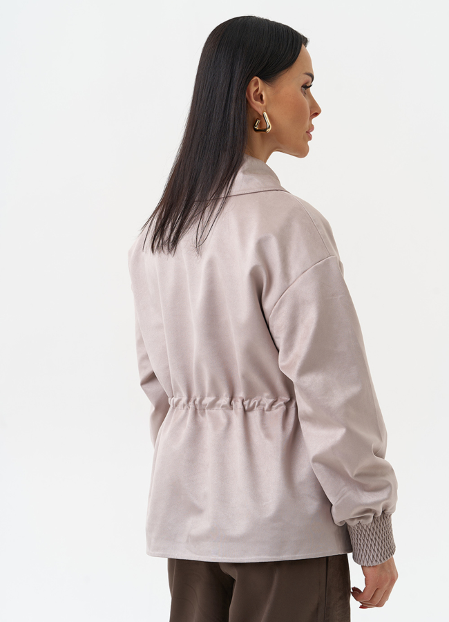 Женская куртка из эко замши с поясом модель № 30058 в кредит