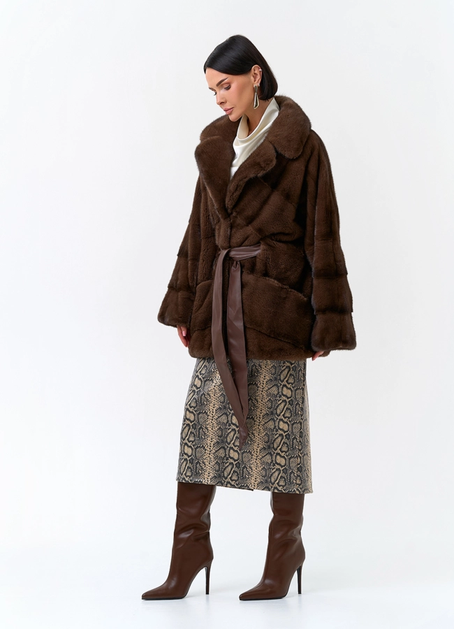 Шуба из меха норки с английским воротником модель № 32517 универмаг малина