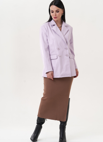Пиджак из эко кожи сиреневого цвета